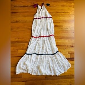 Red Carter White Halter Maxi Dress/Swimsuit Coverup w Tassels Sz 6/Small